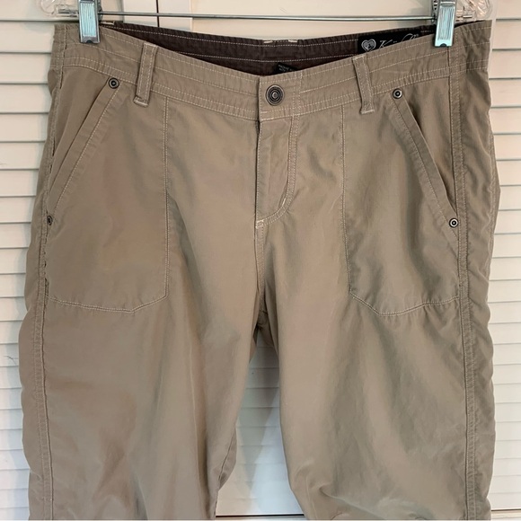 Kuhl Mountain Culture Women's 10 Khaki Capris Cropped Pants Embroidered Outdoor - Picture 2 of 16